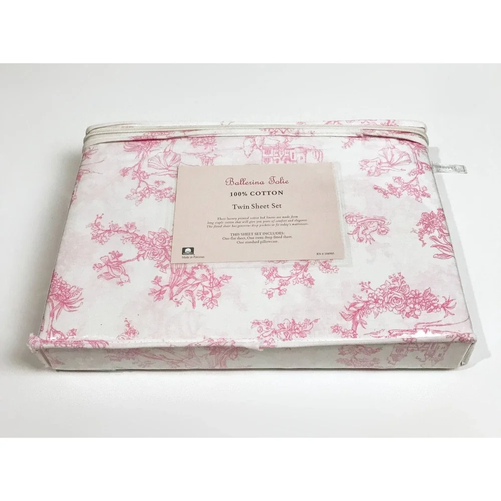 Hillcrest Ballerina Jolie Toile 100% Cotton Twin Sheet Set